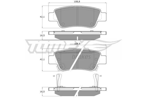 TOMEX BRAKES Bremžu uzliku kompl., Disku bremzes TX 19-07